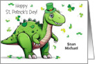 Custom Name St Patrick’s Day Dinosaur Shamrocks card