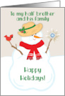 Happy Holidays Half Brother and Family Snowman card
