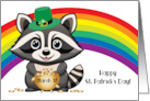 Happy St Patrick’s Day Raccoon Rainbow card