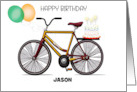 Custom Name Bicycle Birthday Balloons Cake card