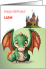 Custom Name Dragon Birthday Castle card