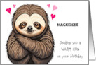 Personal Name Sloth Birthday card