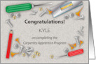 Custom Congratulations Carpentry Apprentice Program card