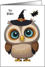 Custom Owl Halloween Witch Hat card