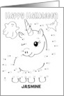 Halloween Custom Name Unicorn Connect Dots Coloring card