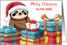 Custom Name Sloth Christmas Presents card