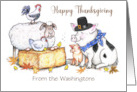 Custum Name Thanksgiving Farm Animals card