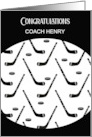 Custom Name Congratulations For Hockey Coach card