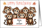 Custom Name Thanksgiving Monkey Theme card