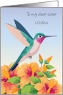 Custom Name Sister Encouragement Hummingbird card