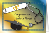 Congratulations Nurse Graduation, diploma, stethoscope card