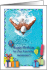 Birthday / To Swimmer, presents, balloons card