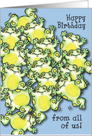 Birthday / From all of us/group, jumping frogs card