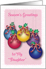 Christmas to My Daughter Ornaments, Holly, Red Ribbon card