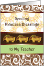 Kwanzaa for Teacher, primitive rabbits card