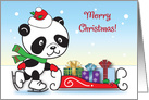 Christmas, Happy Skating Panda, Sleigh, Presents card