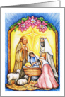 Merry Christmas to Priest, nativity scene card