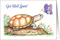Get Well, turtle theme, butterfly card