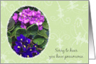Get Well Have Pneumonia Violets card