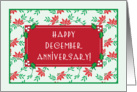 Happy December Anniversary, poinsettia background card