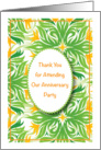 Thank you, Attending Anniversary Party, abstract card
