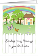 Easter Blessings to You, primitive, folk art theme card