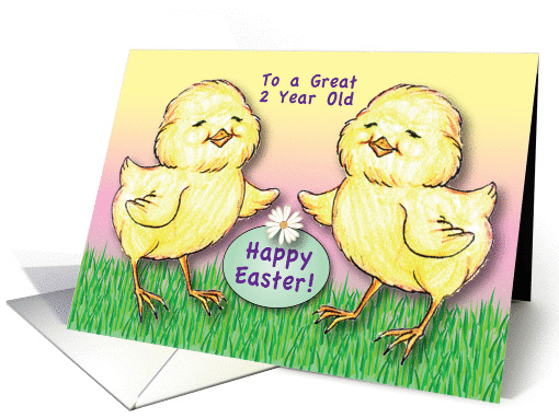 Happy Easter, 2 year old, happy chicks card (1001075)
