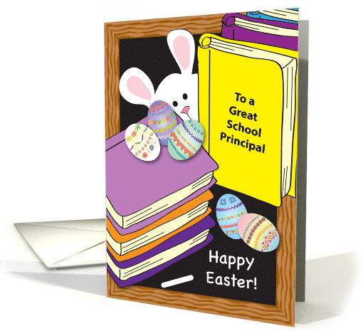 Happy Easter School Principal Eggs Books Bunny card (1001745)