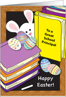 Happy Easter School Principal Eggs Books Bunny card