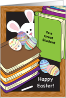 Happy Easter to Student, eggs, books, bunny card
