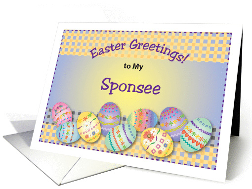 Easter Greetings to Sponsee, decorated eggs card (1002173)