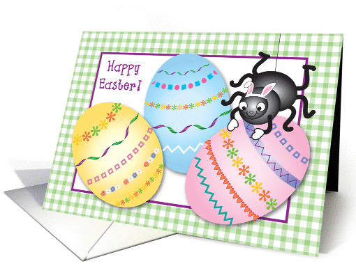 Happy Easter, spider theme, decorated eggs card (1004809)