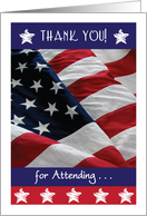 Thank You, attending Military Retirement Party, USA Flag card