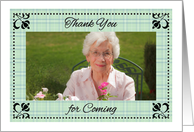 Photo Thank You, attending Party, light green plaid card