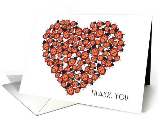 Thank You, ladybug theme, heart, blank card (1008015)