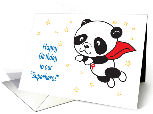 Birthday to a Superhero, flying panda card (1017707)