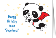 Birthday to a Superhero, flying panda card