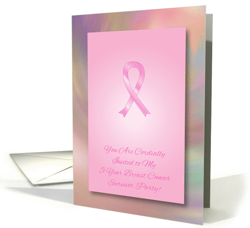 Invitation to 5 yr. Survival of Breast Cancer, pink ribbon card