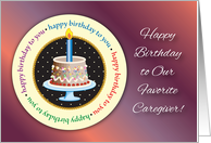 Birthday to Caregiver, cake, candle card