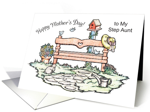 Mother's Day to Step Aunt, country garden card (1023601)