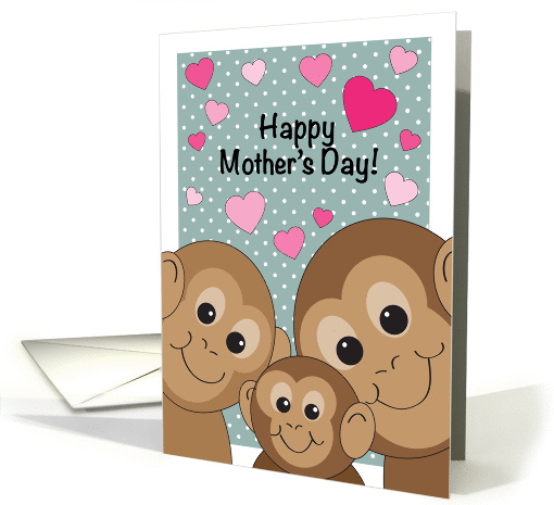 Mother's Day, monkey theme, hearts card (1023673)