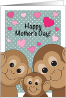 Mother’s Day, monkey theme, hearts card