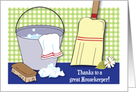 Thank You to Housekeeper, pail, broom card