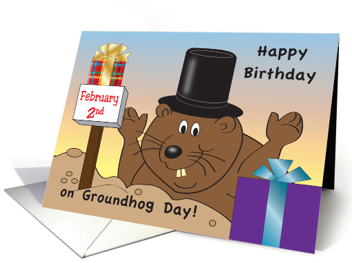 Birthday on Groundhog Day, Feb. 2, presents card (1041273)