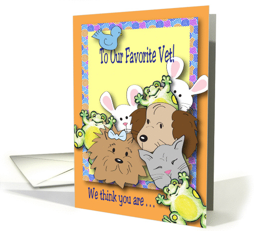 Encouragement for a Vet, colorful animals card (1042647)