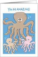 Encouragement, sea life theme, octopi card