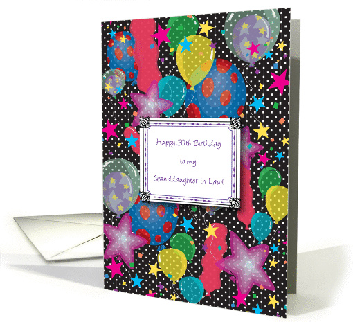 Happy 30th Birthday, Granddaughter in Law card (1044193)