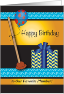 Happy Birthday to Plumber, plunger card