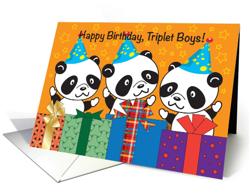 Happy Birthday to Triplet Boys, Pandas card (1053285)