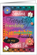 Friendship to Secret Pal, colorful text card